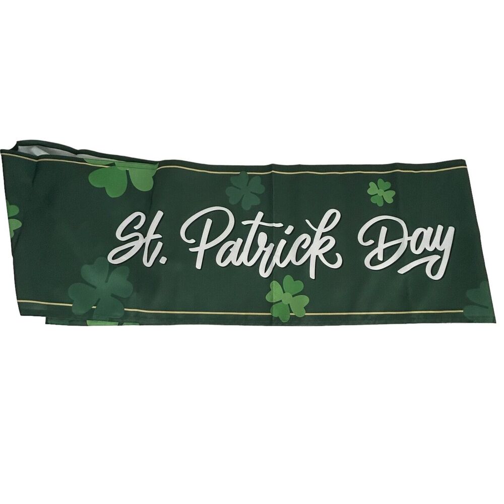 St. Patrick’s Day Shamrock Clover Table Runner Fabric Green 14” X 108“ New